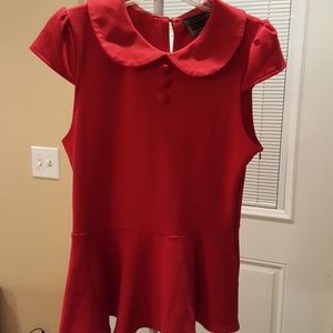 Voodoo vixen peter pan collar peplum top L